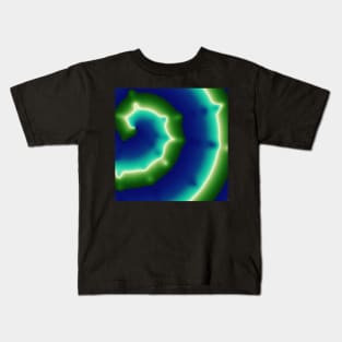 Bright blue and green spirals Kids T-Shirt